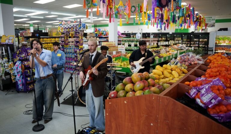A Latino grocery store in Delaware turns its produce aisle into a music stage